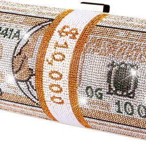 Evening Handbags Crystal Money Bag Purse Diamond Bling Clutches for Wedding